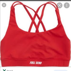 Red full send sports bra